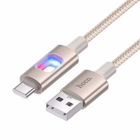 USB kabelis ar LED diodēm USB A uz USB C Hoco 3A 1,2 m U144 balts