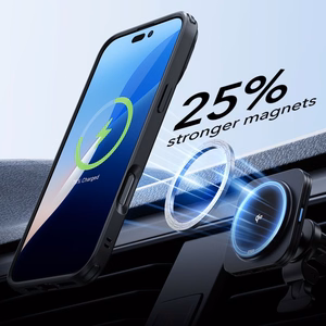 ESR Classic Hybrid Kickstand Halolock Magnētiskais viedtālruņa apvalks ar statīvu + rūdītais stikls iPhone 16 Pro Max - caurspīdīgs ar melnu rāmi