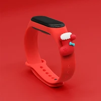 Siksna Xmas Xiaomi Mi Band 3 / 4 Ziemassvētku silikona siksna aproce ar zeķi - sarkana