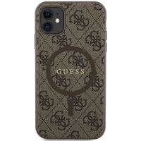 Guess GUHMN61G4GFRW iPhone 11 6.1" / Xr brūns/brūns cietais apvalks 4G kolekcija ādas metāla logotips Magnētiskais