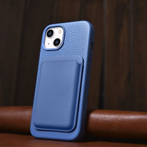 iCarer Litchi Premium ādas viedtālruņa apvalks iPhone 14 Plus Magnētiskais ādas apvalks ar MagSafe Gaiši zils (WMI14220711-LB)