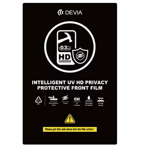 Devia Set of smartphone film UV 0,3mm HD privacy 10pcs 6H for the cutting machine for smartphone LCD