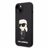 Karl Lagerfeld KLHMP14MSNIKBCK iPhone 14 Plus 6.7" melns silikona viedtālruņa apvalks Ikonik, magnētiskais (MagSafe)