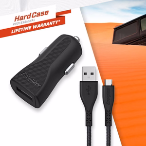 Energizer HardCase DC1ALMCM auto lādētājs, USB-A, 1 A, ar Micro-USB kabeli, melns