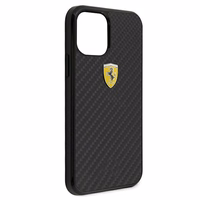 Ferrari FERCAHCP12SBK iPhone 12 mini 5.4" melns/melns cietais apvalks On Track Real Carbon