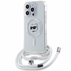 Karl Lagerfeld IML Choupette Head & Cord Magnētiskais viedtālruņa apvalks iPhone 14 Pro Max - caurspīdīgs