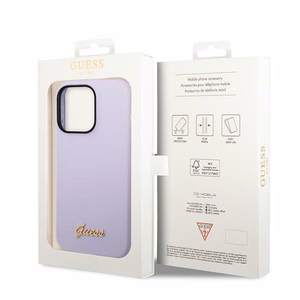 Guess GUHCP14XSLSMU iPhone 14 Pro Max 6.7" violets cietais silikona viedtālruņa apvalks Vintage Gold Logo