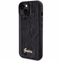 Guess Sequin Script Metal viedtālruņa apvalks iPhone 14 / 15 / 13 - melns