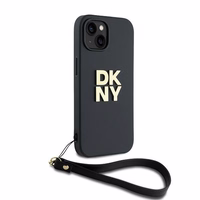 DKNY Viedtālruņa apvalks ar siksniņu un logotipu iPhone 15 Plus - melns