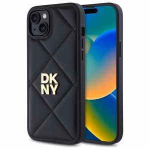 DKNY Quilted Stack Logo iPhone 15 Plus Case - Black
