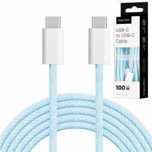Krüger&Matz Basic USB-C–USB-C kabelis, 100 W, 1,5 m, zils