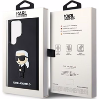 Karl Lagerfeld 3D gumijas Ikonik viedtālruņa apvalks Samsung Galaxy S24 Ultra - melns