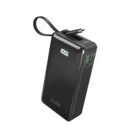 Portatīvais lādētājs SBS 10000 mAh 20W ar iebūvētu USB-C kabeli un digitālo indikatoru - melna