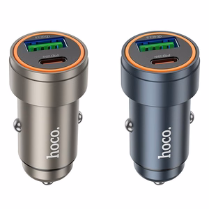 Автомобильное зарядное устройство Hoco USB A + USB C PD QC3.0 3A 30W Z57A металл серое