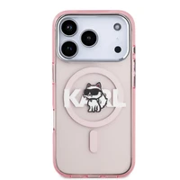 KARL LAGERFELD viedtālruņa apvalks IPHONE 17 Pro, ar magnētisko MagSafe, (KLHMP17LHGCHGKBP, IML Choupette Sketch Logo) rozā