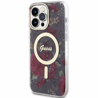 Guess GUHMP14XHCFWSA iPhone 14 Pro Max 6.7" zaļš cietais viedtālruņa apvalks Flower Magnētiskais
