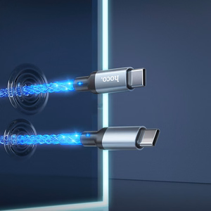 Кабель USB C to USB C Hoco 3A 60W LED 1 м U112 серый