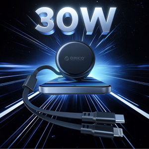 Orico Dual Stretch 60W USB-C auto lādētājs ar diviem izvelkamiem USB-C + Lightning kabeļiem - melns