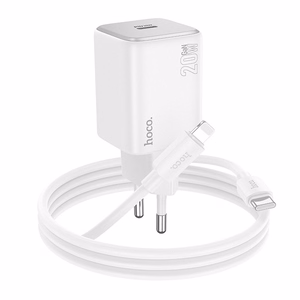 Lādētājs Hoco USB C QC PD 20W + Kabelis USB C uz Lightning N40 balts