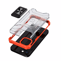 Caurspīdīgs gredzena statīva viedtālruņa apvalks, izturīgs un triecienizturīgs, iPhone 12 mini, sarkans