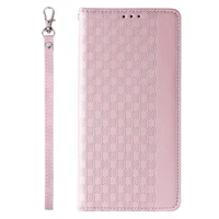 Magnētiskais siksniņas apvalks Samsung Galaxy S23+ ar atveramu maciņu, mini siksniņu un statīvu rozā