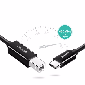 Ugreen US241 USB-C 2.0 - USB-B kabelis 1m - melns