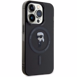 Karl Lagerfeld IML Ikonik magnētiskais viedtālruņa apvalks iPhone 15 Pro - melns