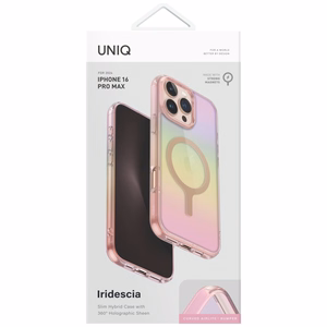 Uniq Iridescia Magclick uzlādes apvalks iPhone 16 Pro Max – rozā