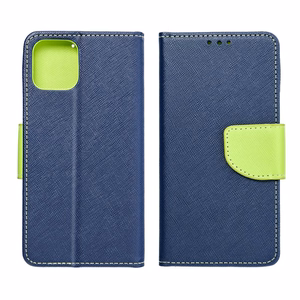 Flip case for iPhone 15 PRO MAX Fancy Book navy blue / lime