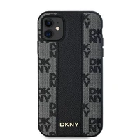 DKNY Ādas rūtainais magnētiskais apvalks iPhone 11 / Xr - melns