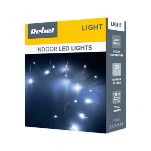 Ziemassvētku virtene, 20 mini LED, auksti balta
