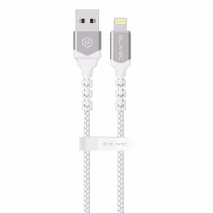 Blavec kabelis Raptor - USB uz Lightning - 1,5A 2 metri Apple CarPlay (CRA-UL15WS20), balts-sudrabots