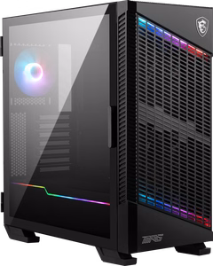 MSI MPG VELOX 100P AIRFLOW vidēja torņa spēļu datora korpuss, melns, 3× 120 mm ventilators + 1× 120 mm ARGB ventilators, ARGB sloksne, USB Type-C, rūdīts stikls, E-ATX/ATX/mATX/mini-ITX