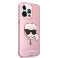 Karl Lagerfeld spīdīgs Karl's galvas viedtālruņa apvalks iPhone 13 Pro Max – rozā