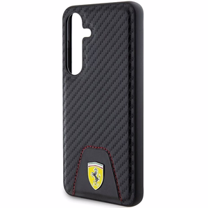 Ferrari Carbon Stitched Bottom viedtālruņa apvalks Samsung Galaxy S24 - melns