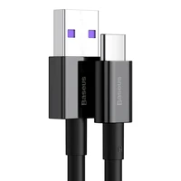 Baseus Superior USB - USB Type-C kabelis ar ātru uzlādi 66 W (11 V / 6 A) Huawei SuperCharge SCP 1 m melns