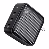 Sienas lādētājs INVZI GanHub 3x USB-C, 140W, EU/UK/AU/US (melns)