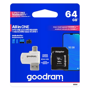 GoodRam atmiņas karte 64GB microSDHC cl. 10 UHS-I + adapteris + karšu lasītājs