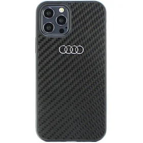 Audi oglekļa šķiedras iPhone 12/12 Pro 6.1" melns/melns cietais apvalks AU-TPUPCIP12P-R8/D2-BK
