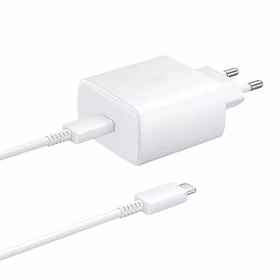 Samsung EP-TA845EWE 45W sienas lādētājs ar USB-C kabeli Samsung EP-DW767JWE 45W 1.8m (OOB Bulk - aizstājēja iepakojums) - balts