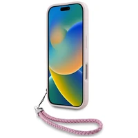 Karl Lagerfeld stepēts sākuma logotips un ķēdes siksna viedtālruņa apvalks iPhone 16 Pro - rozā