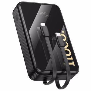 Portatīvais lādētājs Hoco 20000 mAh QC PD 22,5W ar iebūvētiem kabeļiem USB C + Lightning Q37A melns
