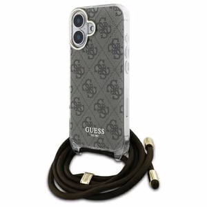Guess Crossbody Cord 4G Print viedtālruņa apvalks ar siksniņu iPhone 16 - brūns