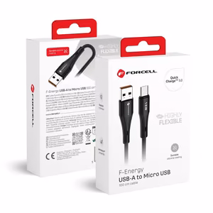 Cable USB A to Micro USB Forcell F-Energy QC3.0 2,4A 18W Silicone 1 m C341 black