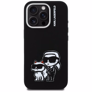 Karl Lagerfeld Silikona Karl&Choupette Sketch MagSafe Maciņš for iPhone 16 Pro - melns