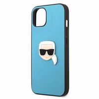 Karl Lagerfeld Ādas Ikonik Karl's Head Metāla apvalks iPhone 13 mini - zils