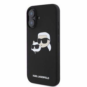 Karl Lagerfeld silikona viedtālruņa apvalks Nauble Heads Print Magnētiskais iPhone 16 Plus - melns