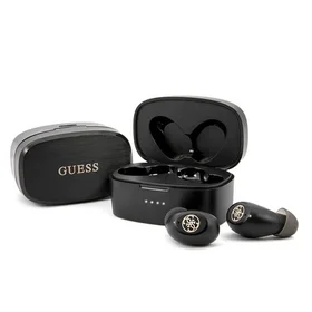 GUESS bezvadu austiņas bluetooth TWS + uzlādes stacija GUTWSJL4GBK melnas
