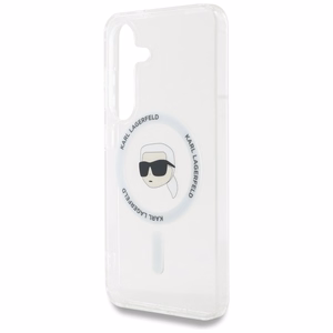 Viedtālruņa apvalks Karl Lagerfeld Button Karl Head Printed Logo Magnētiskais Samsung Galaxy S25 balts