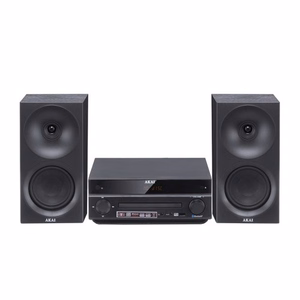 AKAI AM-301B – mikro Hi-Fi sistēma, 40 W (2 × 20 W), CD/MP3, Bluetooth, USB, FM, AUX, melna